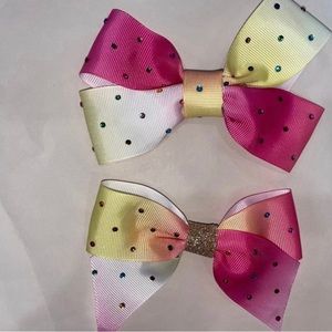 Rhinestone Hair Bows - Girls Hair Bows - Hair Clips - Rainbow Hair Bows